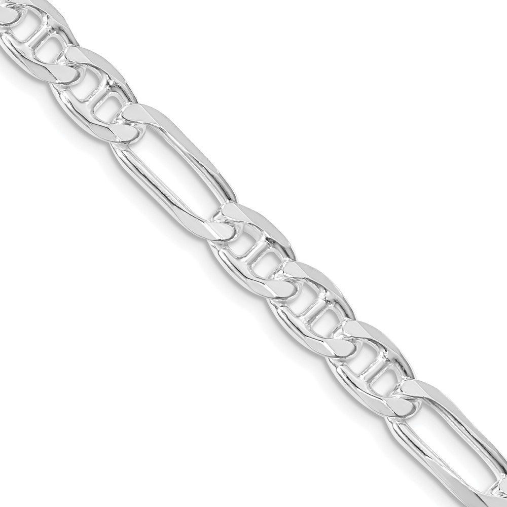 Sterling Silver Rhodium-plated 6.5mm Figaro Anchor Chain 22 Inches