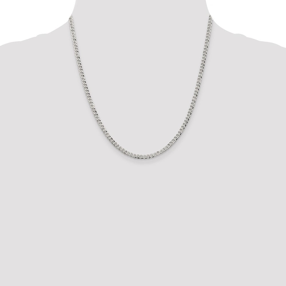 Sterling Silver 3.2mm Beveled Curb Chain 20 Inches