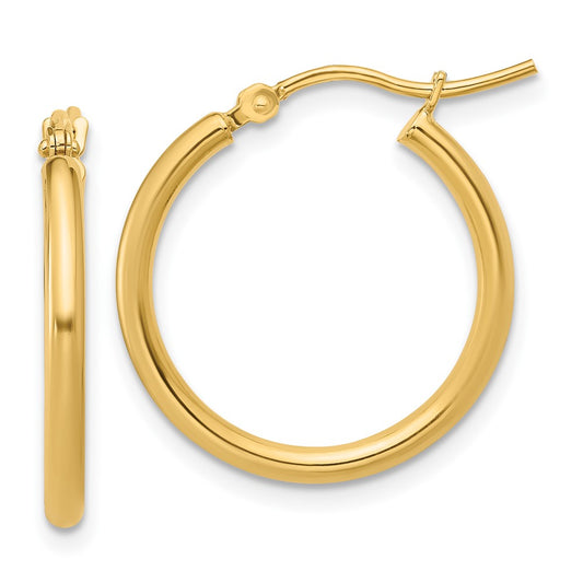 14K 2x20mm Polished Hoop Earrings