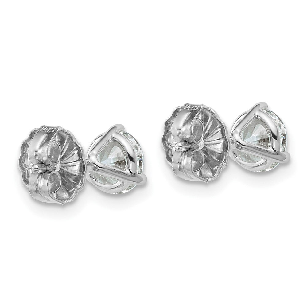 14k 1 1/2 carat Lab Grown Diamond VS+ F+ Round Complete Three Prong Stud Earrings