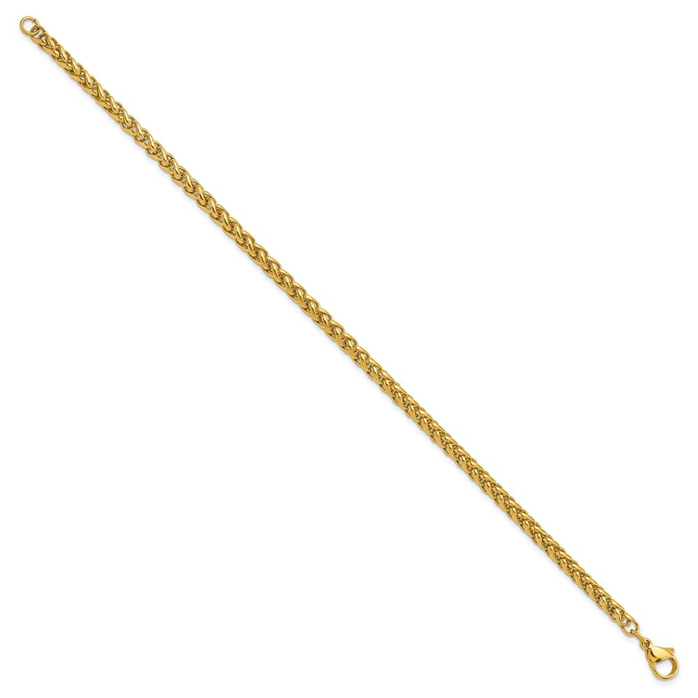 Stainless Steel Polished Yellow IP 8.5in Spiga 4mm Chain Bracelet 8.5 inches