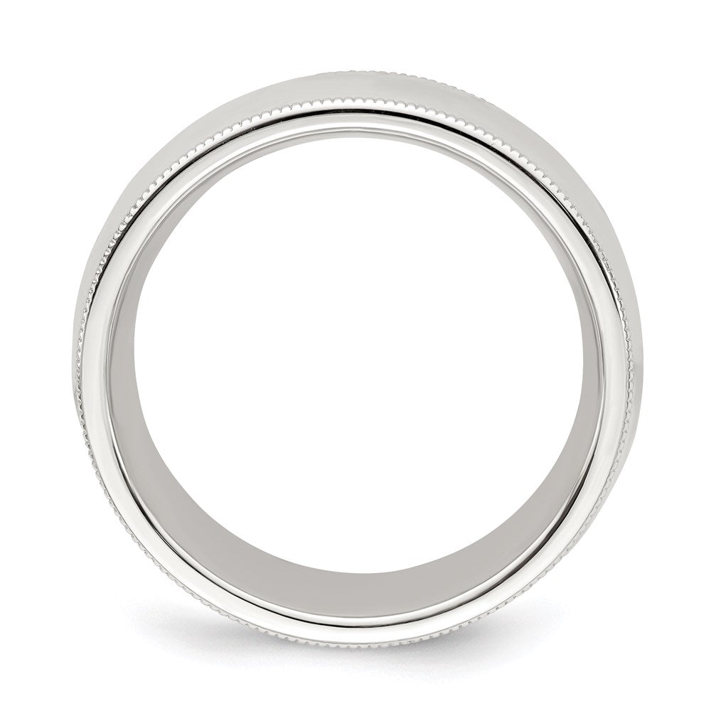 Sterling Silver 8mm Comfort Fit Half Round Milgrain Size 6 Band