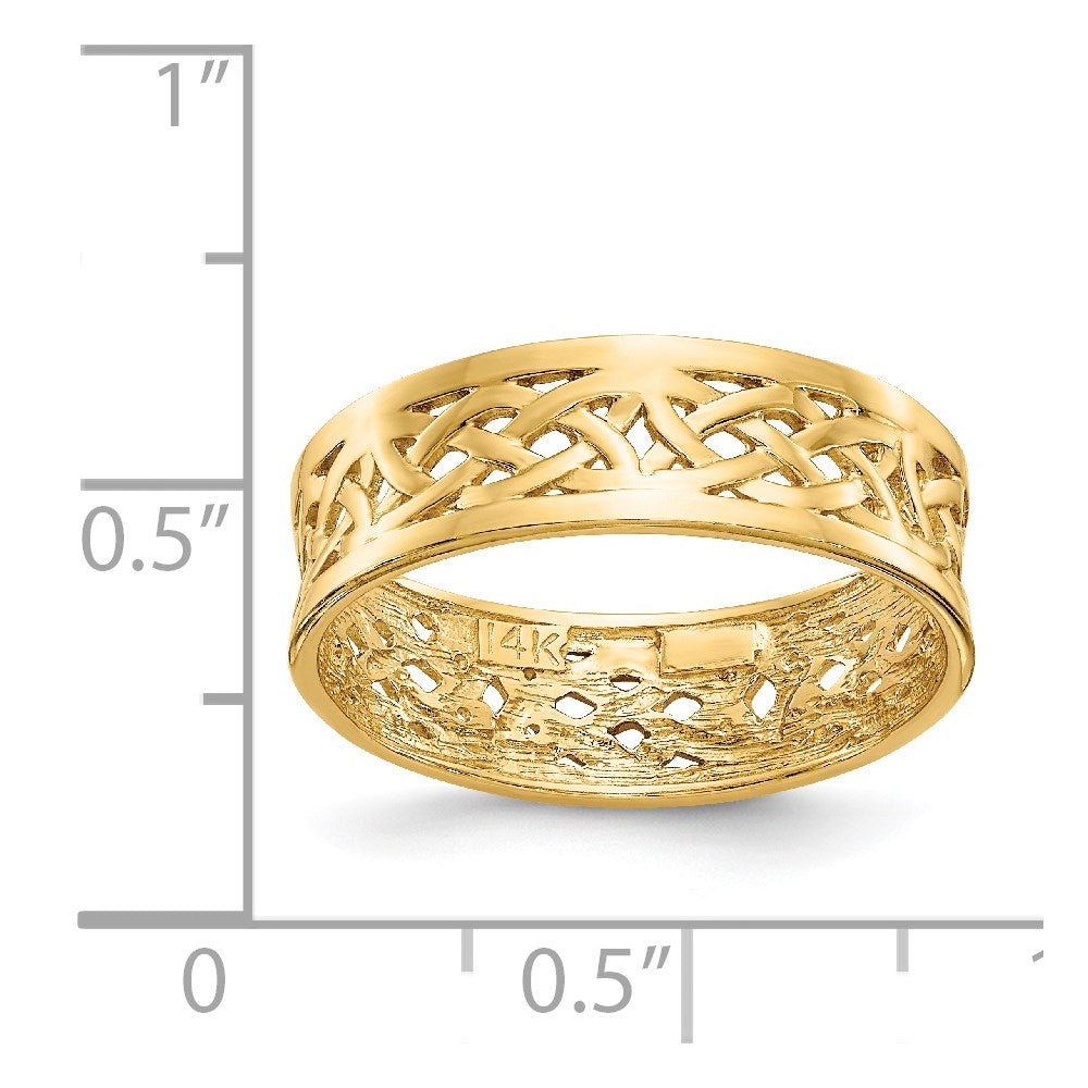 14k Polished Celtic Knot Band Size 7