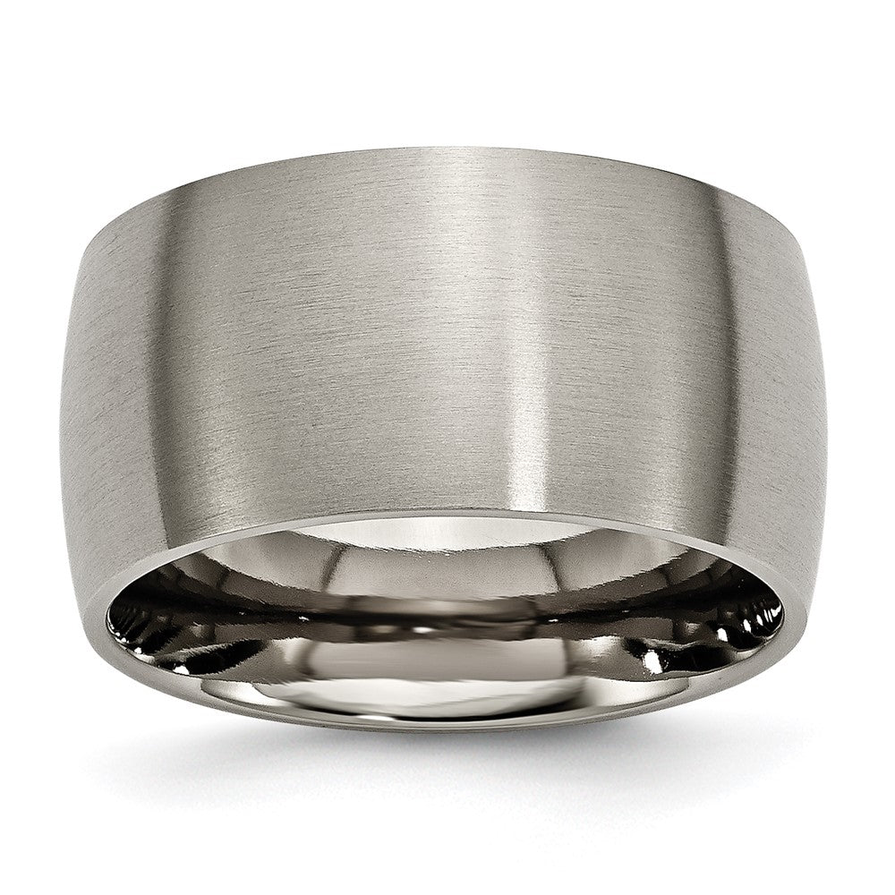 Titanium Brushed 12mm Half Round Band Size - 8