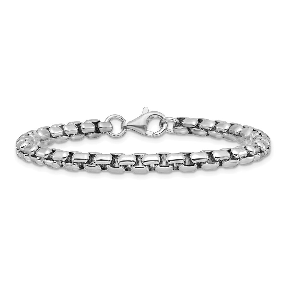 Sterling Silver 5.4mm 7.5in Venetian Box Chain Bracelet
