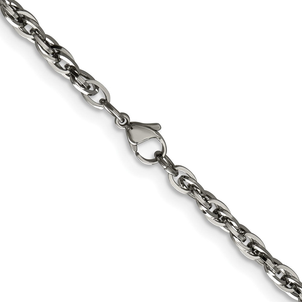 Stainless Steel Polished 4.2mm 24 inch Fancy Twisted Link Chain