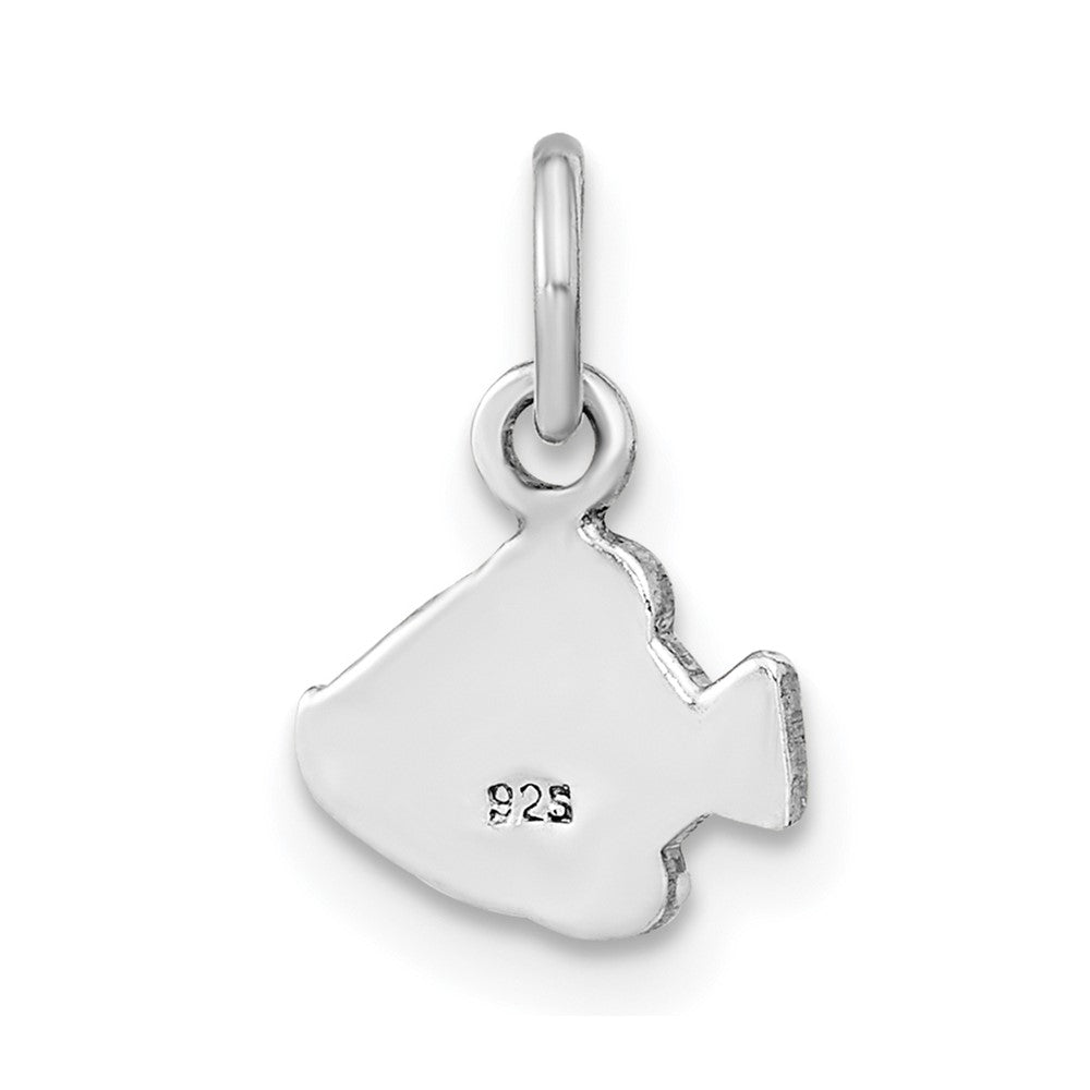 Sterling Silver Rhodium-plated Polished Enameled Fish Pendant