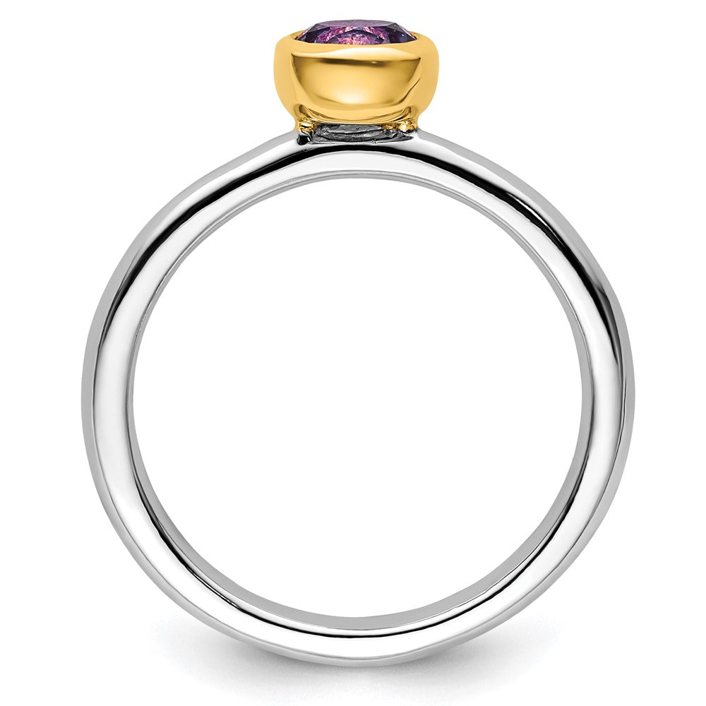 Sterling Silver Stackable Expressions w/Gold-plated Amethyst Ring Size -8