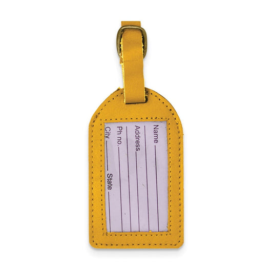 Yellow Leather Luggage Tag with Buckle Strap QGM22554