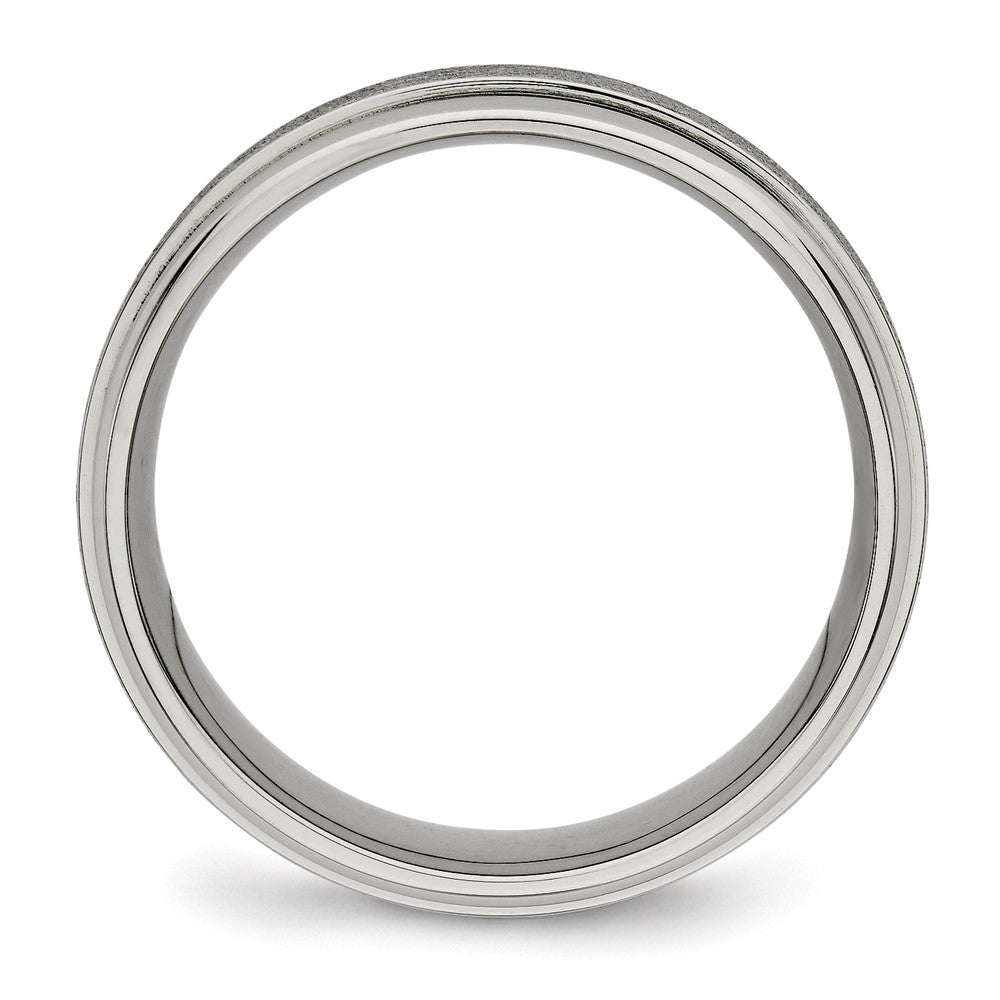 Titanium Brushed Center 7mm Ridged Edge Band Size - 7.5
