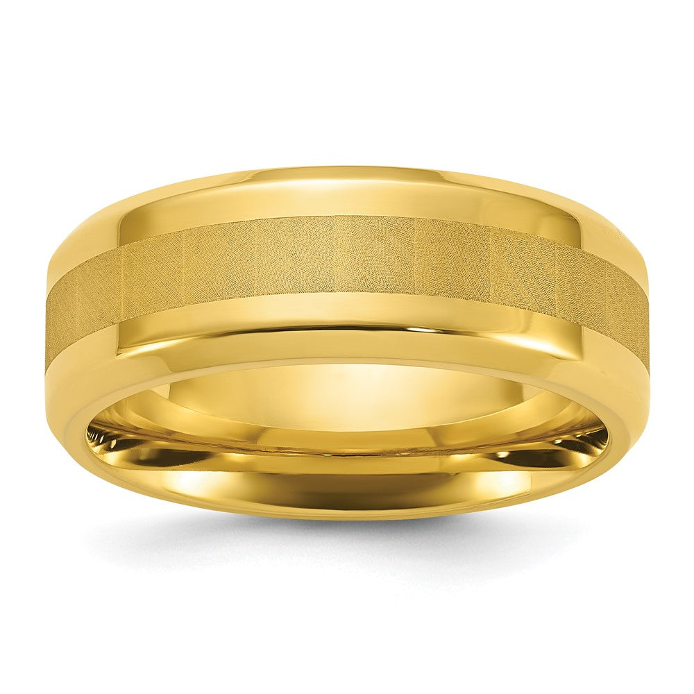 Chisel Stainless Steel Polished Yellow IP-plated Brushed Center 8mm Band Size - 11
