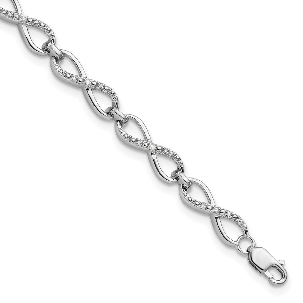 Sterling Silver Rhodium-plated Diam. Bracelet 7.5 inches