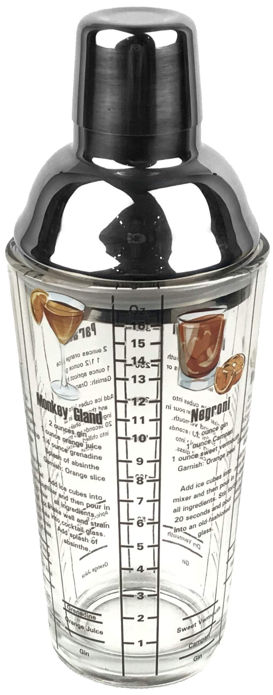 16 ounce Gin Recipes Printed Glass Cocktail Shaker Q-GM22646