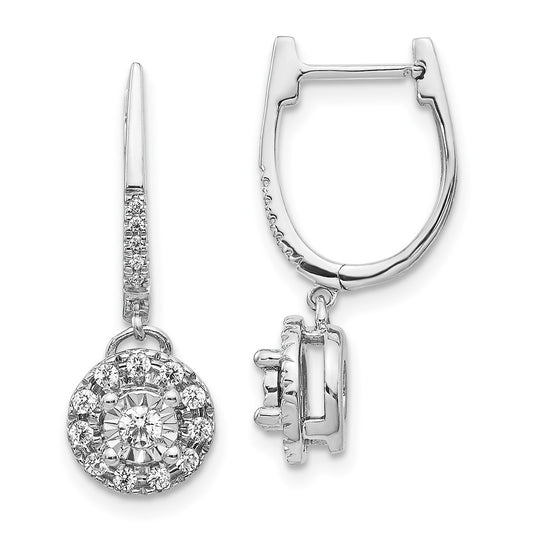 14k White Gold 0.35ct Dia. Round Dangle Hinged Hoop Earrings