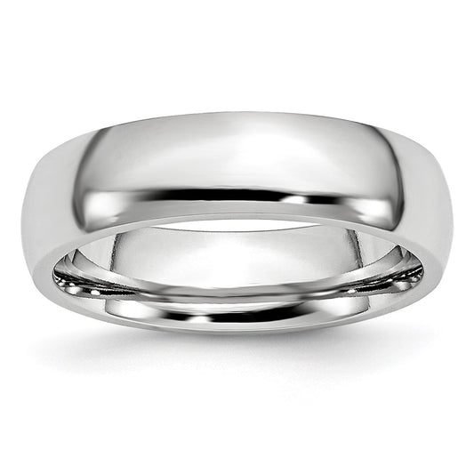 Cobalt Polished 6mm Half Round Band Size - 9.5