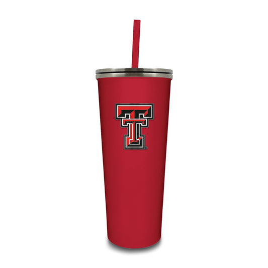 Texas Tech Stainless Steel 24 ounce Skinny Tumbler with Straw