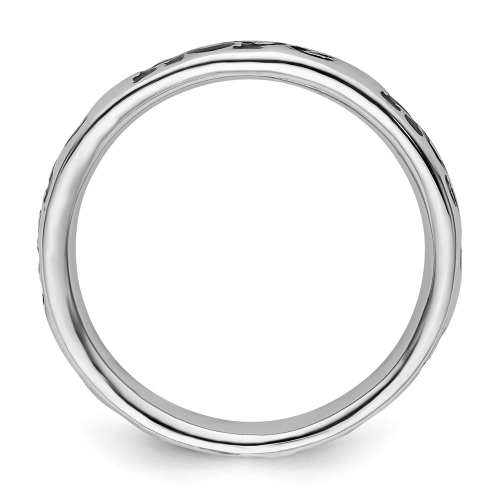 Sterling Silver Stackable Expressions Polished Enameled Hope Ring Size -7