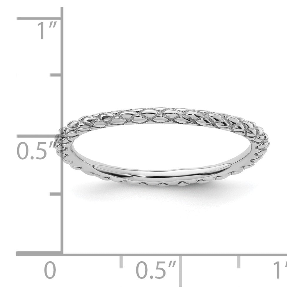 Sterling Silver Stackable Expressions Rhodium Criss-cross Ring Size -7