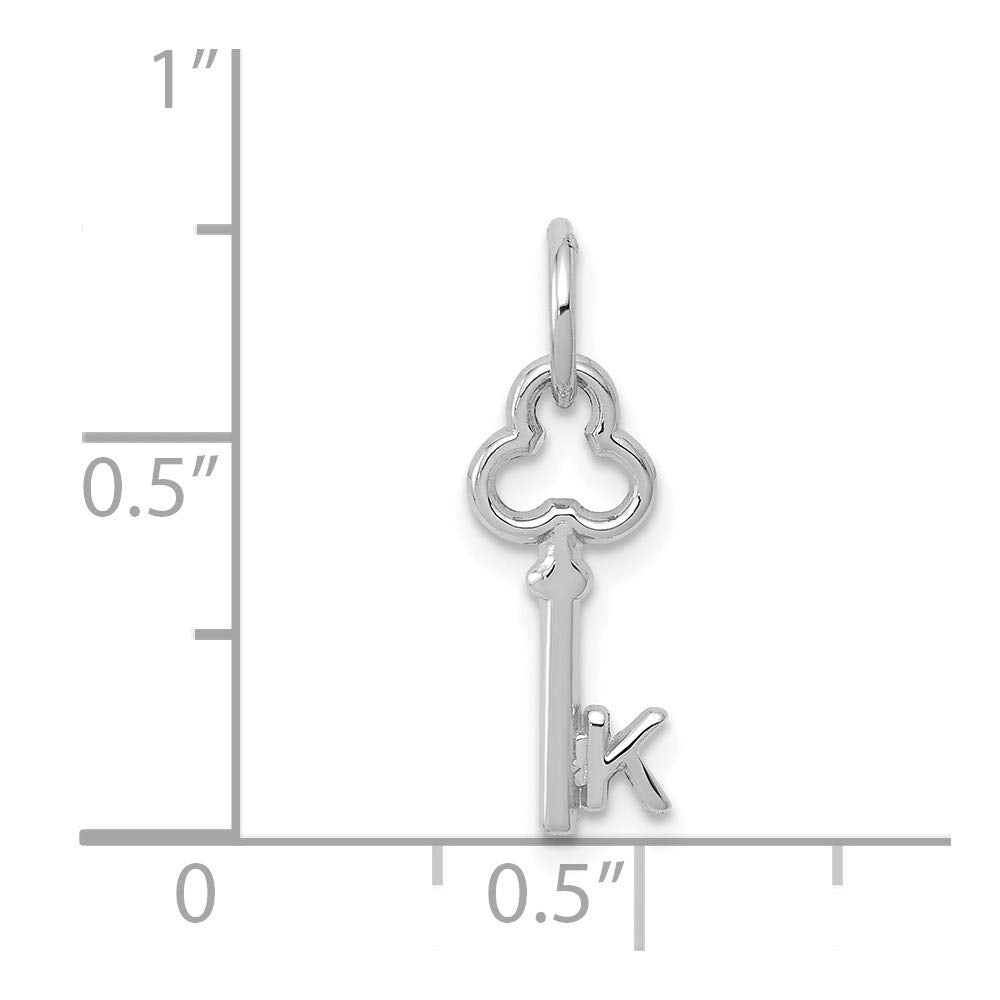 14K White Gold Key Letter K Initial Charm
