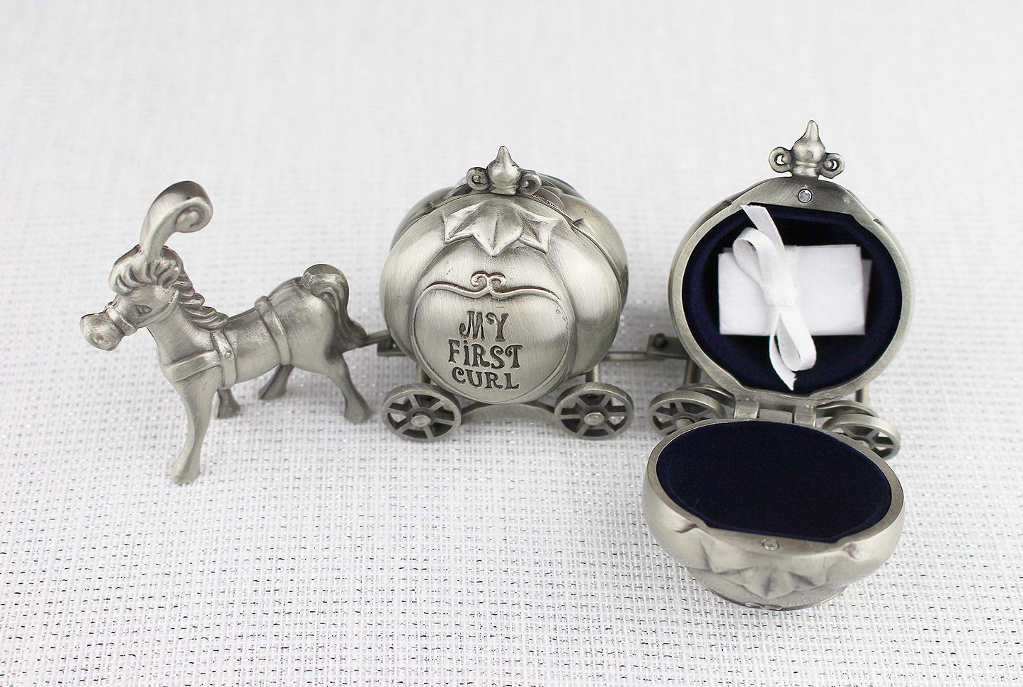 Lillian Rose Keepsake Pewter Tooth and Curl Box, Fairytale Coach,2x5 Inch (Pack of 1)