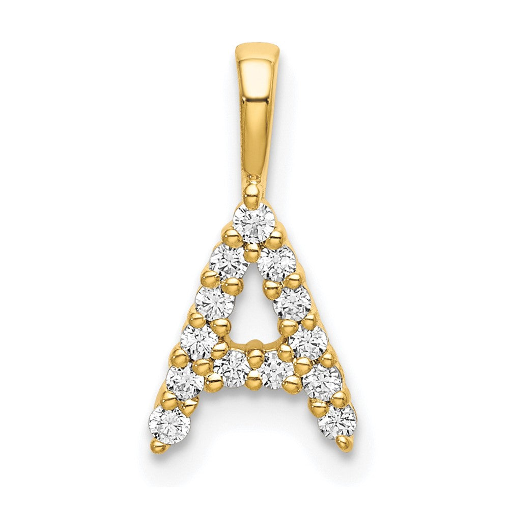 14KY Small Initial A Diamond Pendant