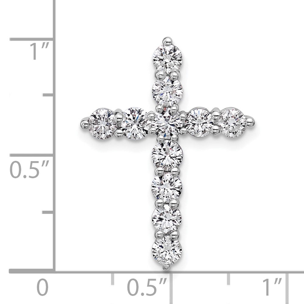 14k White Gold 1 1/2 carat Lab Grown Diamond VS/SI+ G+ Cross Chain Slide Pendant