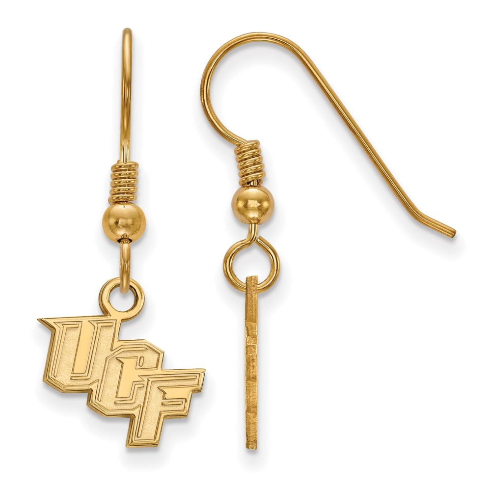 Sterling Silver Gold-plated LogoArt University of Central Florida U-C-F Extra Small Dangle Wire Earrings QGP005UCF