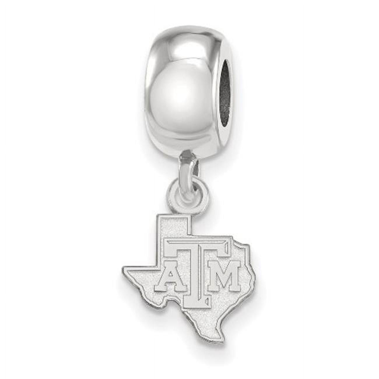 Sterling Silver Rhodium-plated LogoArt Texas A and M University State Outline Extra Small Dangle Bead Charm