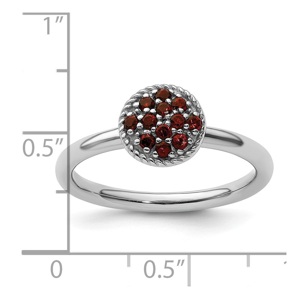 Sterling Silver Stackable Expressions Garnet Rhodium Ring Size -5