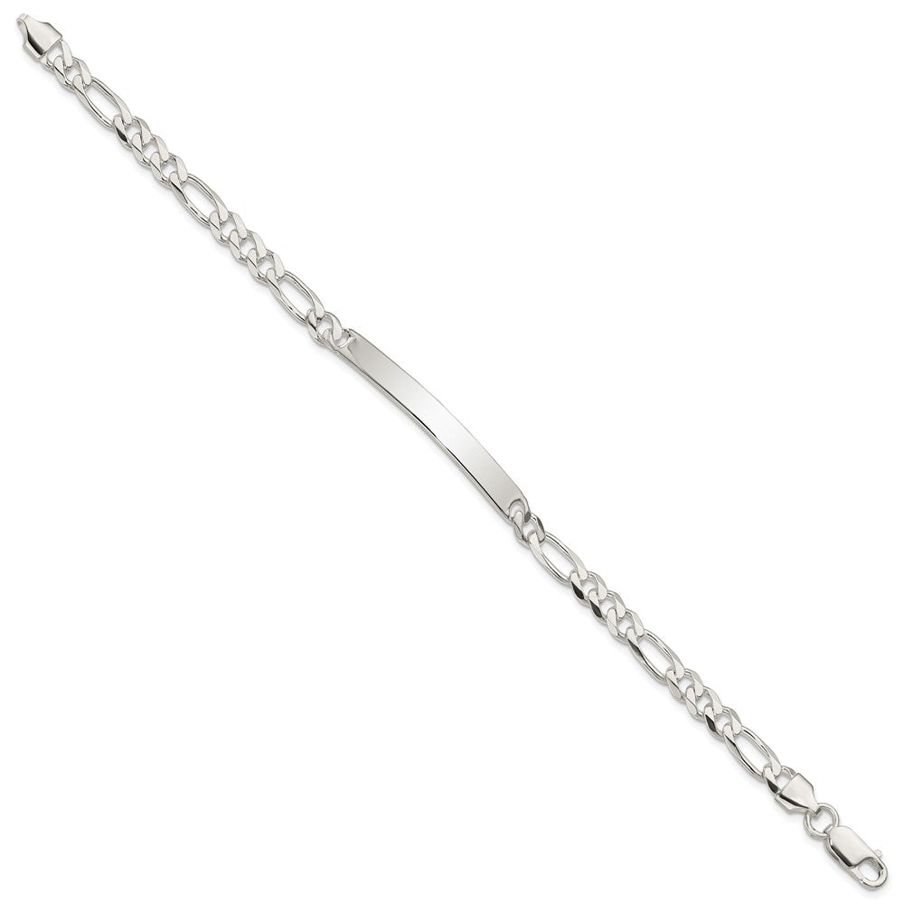 Sterling Silver Figaro Link ID Bracelet 7 inches