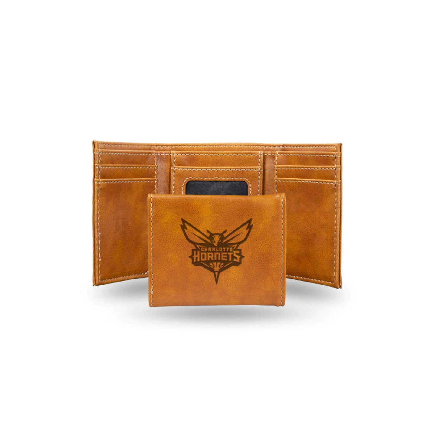 Basketball Rico Industries Charlotte  Brown Laser Engraved Trifold Laser Engraved Tri-Fold Wallet - Men's Accessory