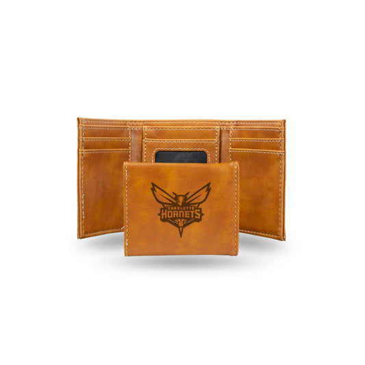 Basketball Rico Industries Charlotte  Brown Laser Engraved Trifold Laser Engraved Tri-Fold Wallet - Men's Accessory