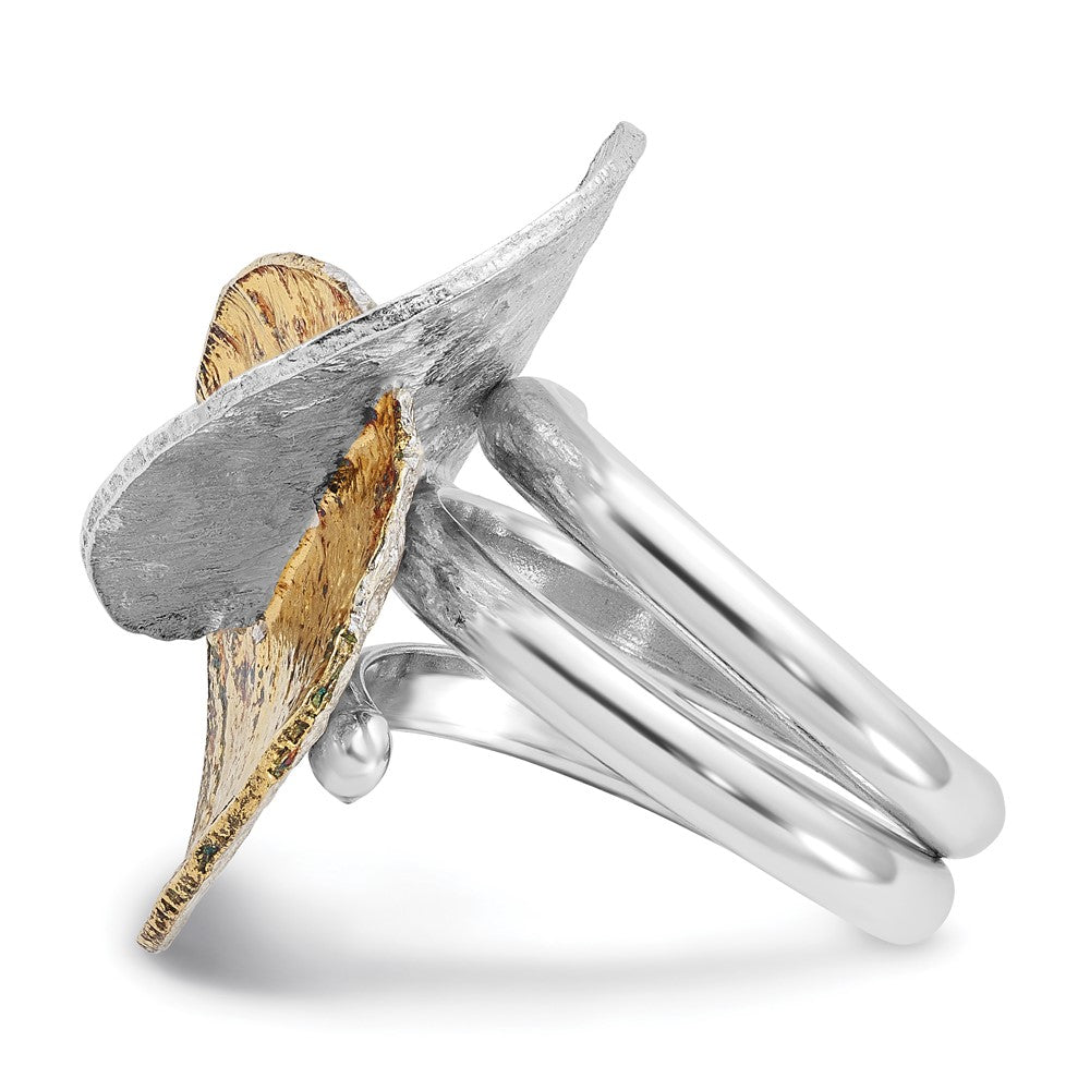 Sterling Silver 18K Yellow Gold-plated Overlapping Circles Ring