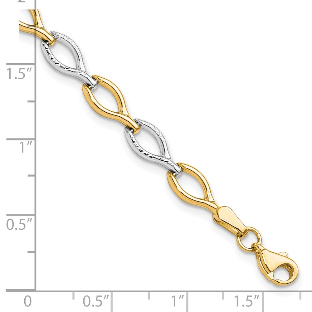 10K Two-tone Polished D/C Bracelet 7.5  inches