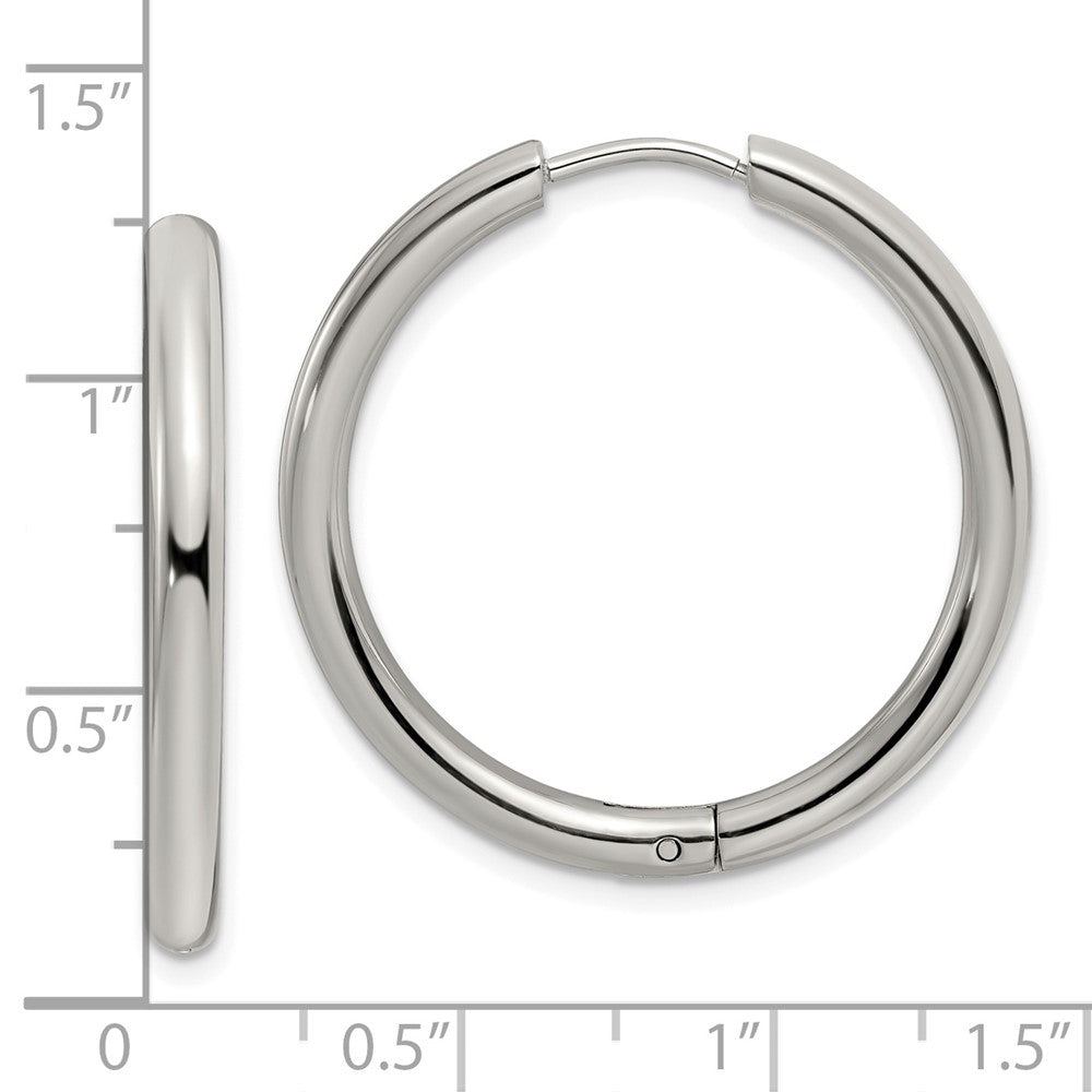 Stainless Steel Polished 3mm Hinged Hoop Earrings