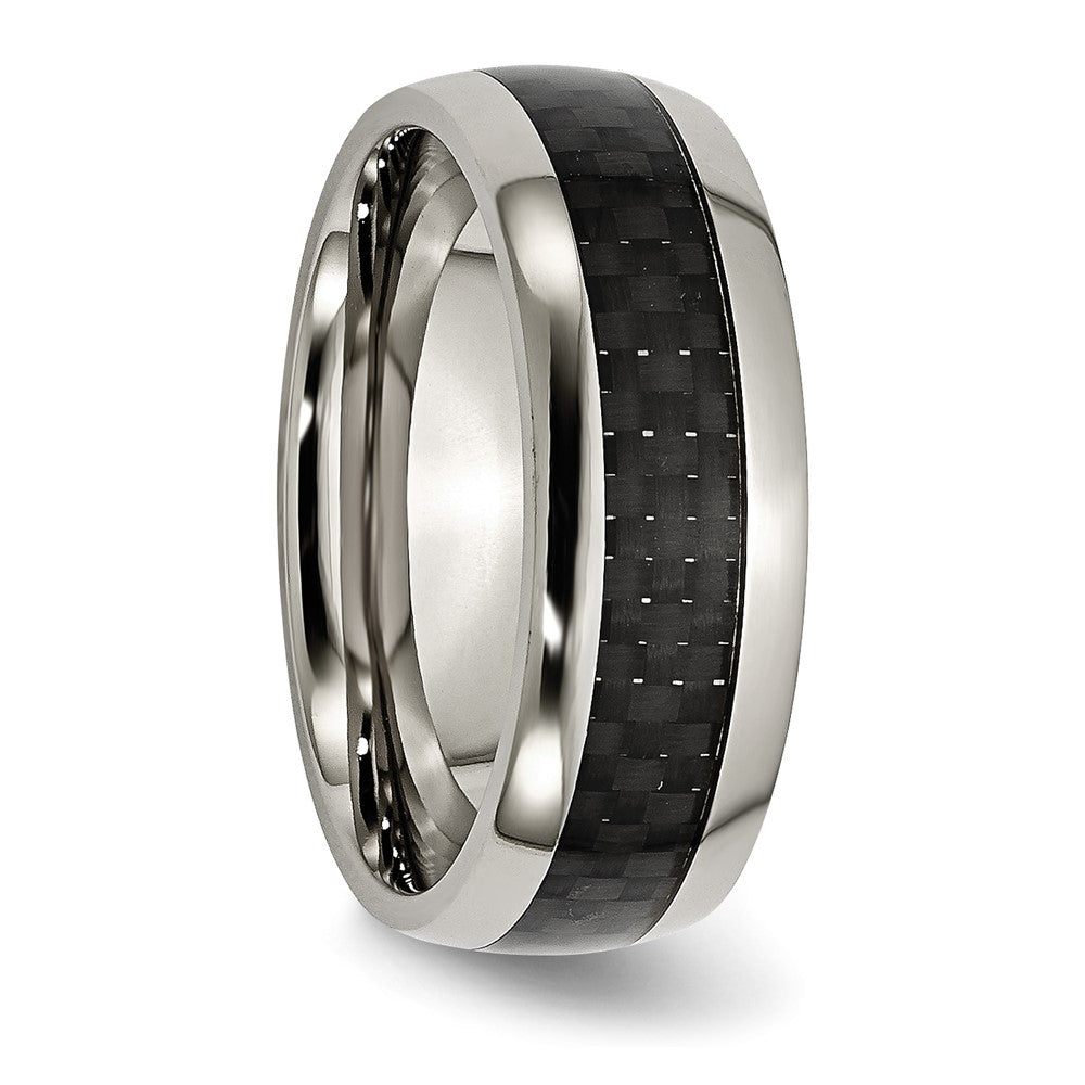 Titanium Polished w/Black Carbon Fiber Inlay 8mm Band Size - 9.5