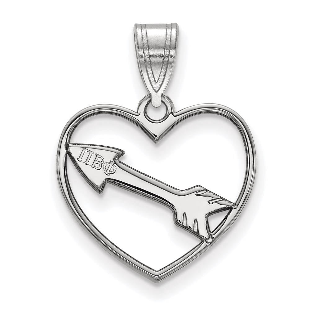 Sterling Silver Official Licensed Greek Sororities Pi Beta Phi (???) Heart Pendant