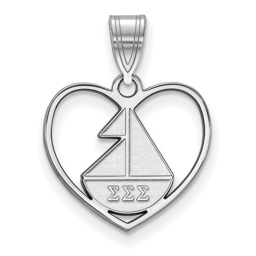 Sterling Silver Official Licensed Greek Sororities Sigma Sigma Sigma (???) Heart Pendant