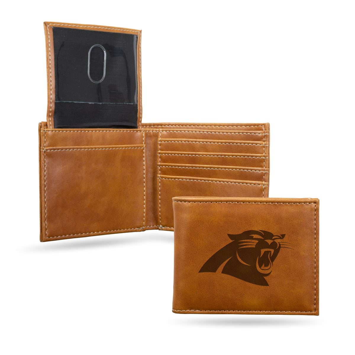 Rico Industries Football Carolina  Brown Laser Engraved Bill-fold Wallet - Slim Design - Great Gift