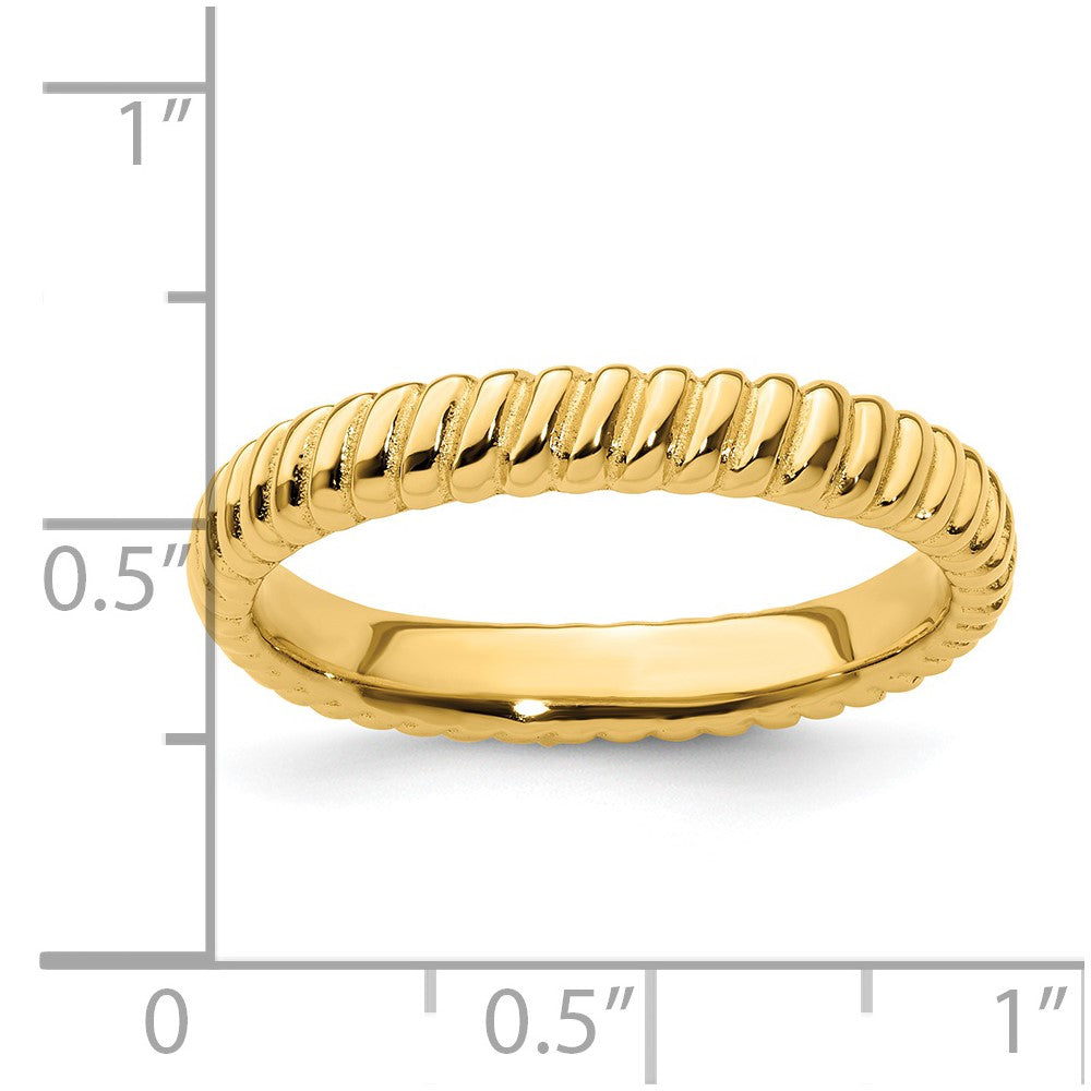 Sterling Silver Stackable Expressions Gold-plated Ring Size -9