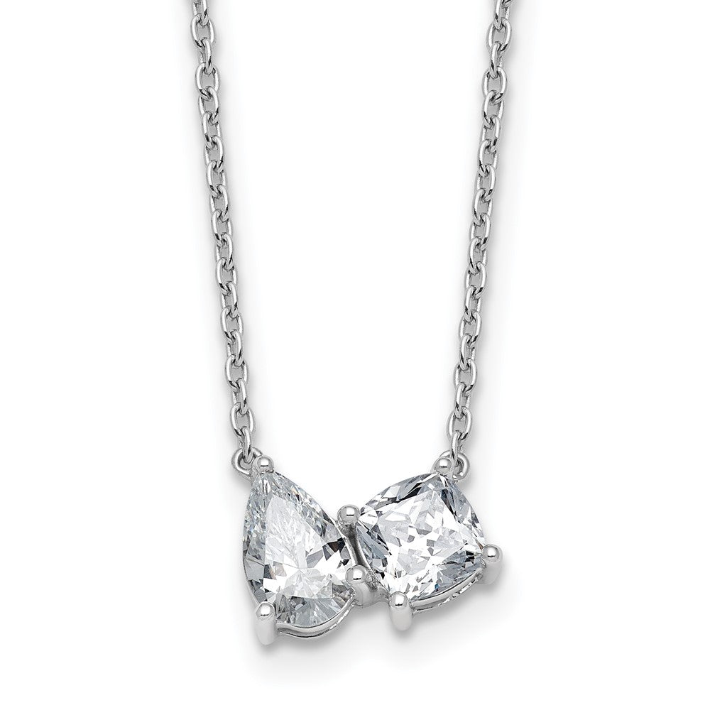 True Origin 14K White Gold 1 3/4 carat Lab Grown Diamond VS+ F+ 18 in Complete Two Stone Necklace
