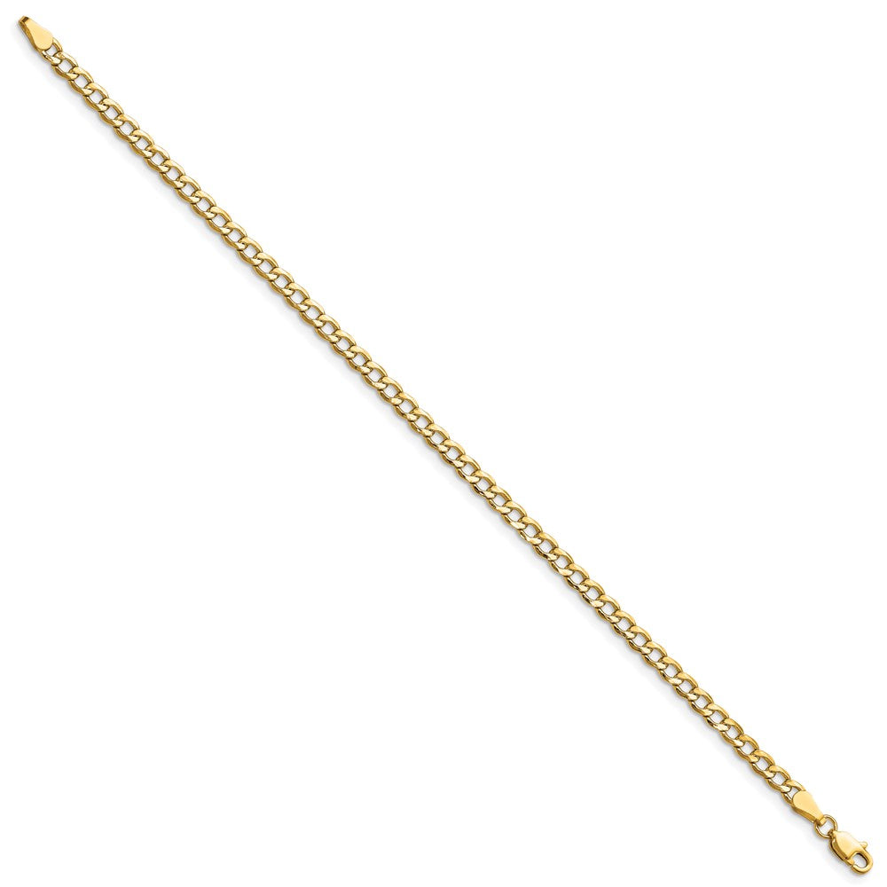 10k 3.35mm CUT Semi-Solid Curb  Length = 6 Inch  Lobster Clasp