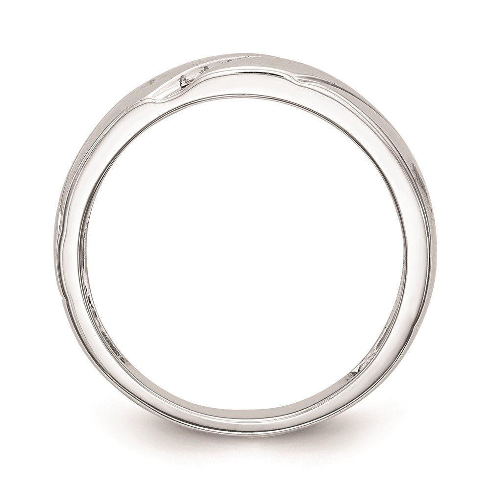 10K White Gold .03 carat Diamond Trio Men's Complete Wedding Band