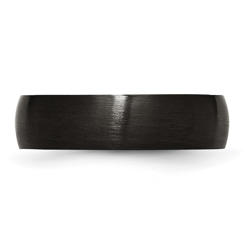 Stainless Steel 6mm Black IP-plated Brushed Band Size - 13