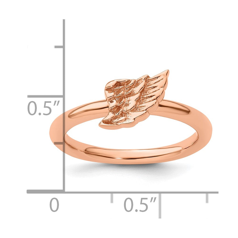 Sterling Silver Stackable Expressions Pink-plated Angel Wing Ring