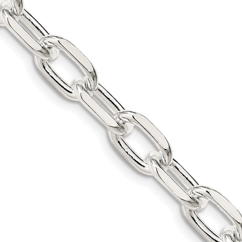 Sterling Silver 7.5mm Diamond-cut Long Link Cable Chain 24 Inches
