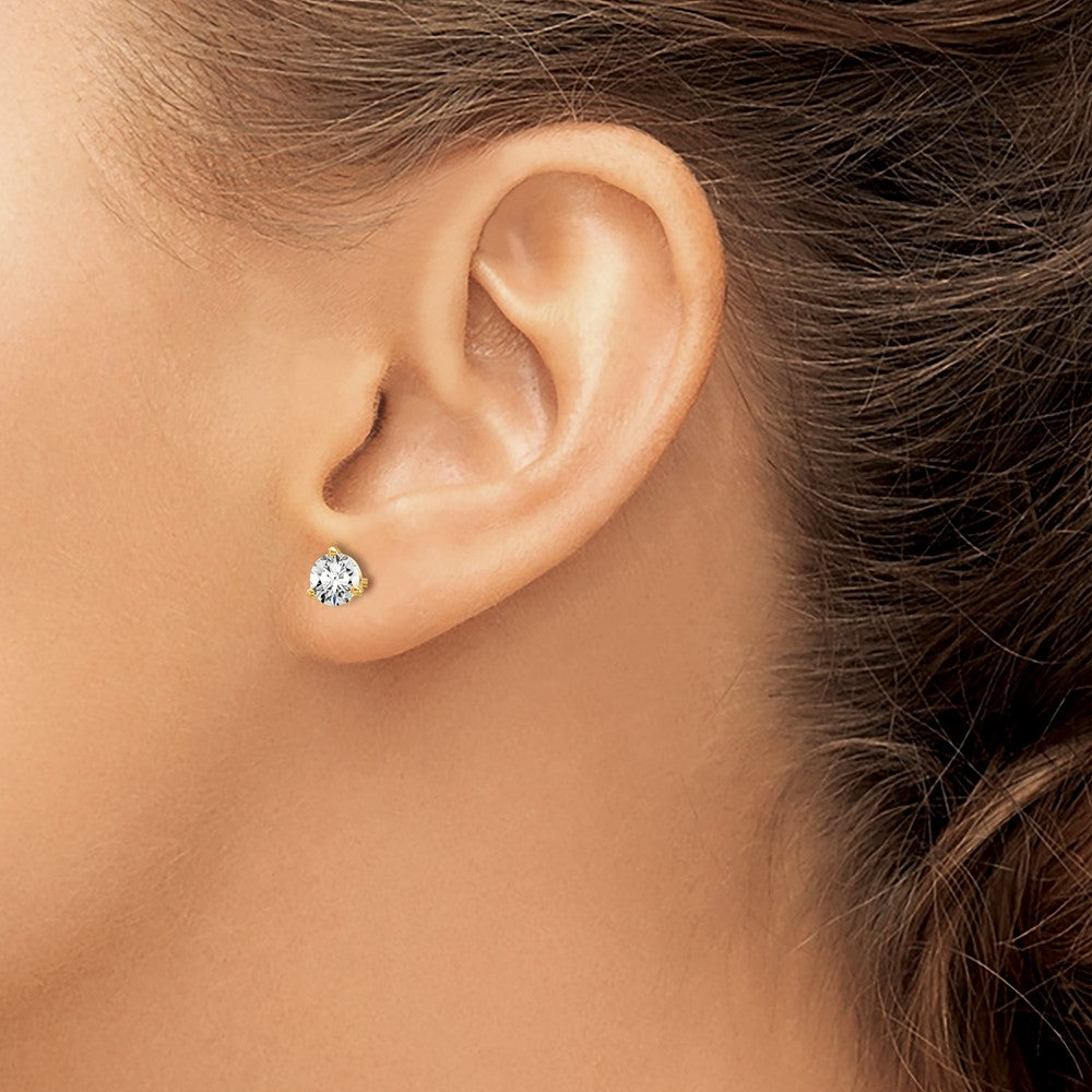 14k Yellow Gold 2/3 ctw Certified Lab Grown Diamond VS+ F+ Round 3 Prong Heavy Wt. Stud Earrings