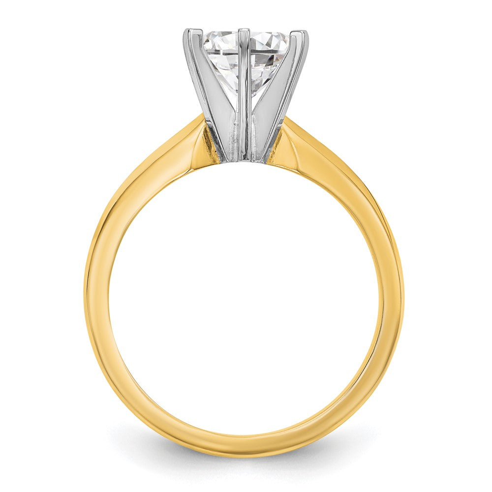14k Two-Tone 1/4 carat Medium-Weight Knife Edge/Half-Round 6-Prong Round Solitaire Ring Mounting