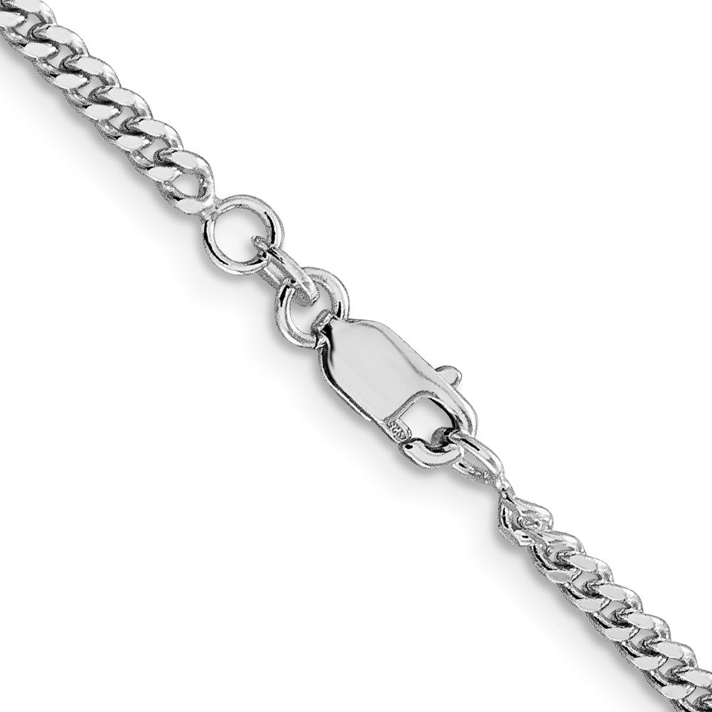 Sterling Silver Rhodium-plated 3mm Curb Chain 20 Inches