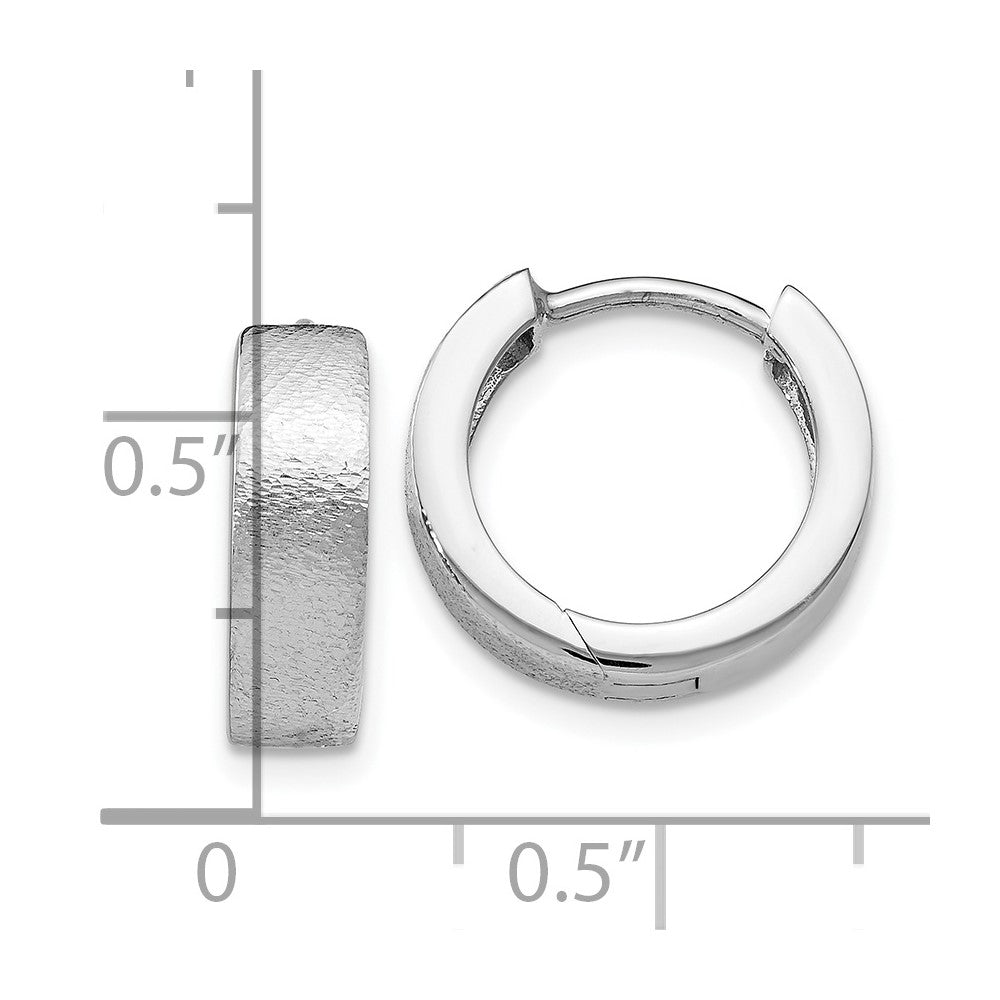 SS RH-plated Radiant Essence Textured Huggie Hoop Earrings